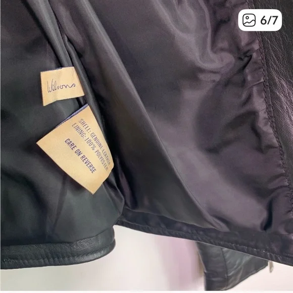 Wilson Black Leather Jacket with Star Accents size x-small - Picture 6 of 11